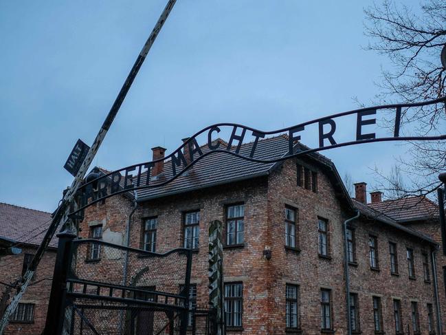 The gate with "Arbeit macht frei" (Work sets you free) written across it is pictured at the Auschwitz-Birkenau former German Nazi concentration camp. Picture: AFP