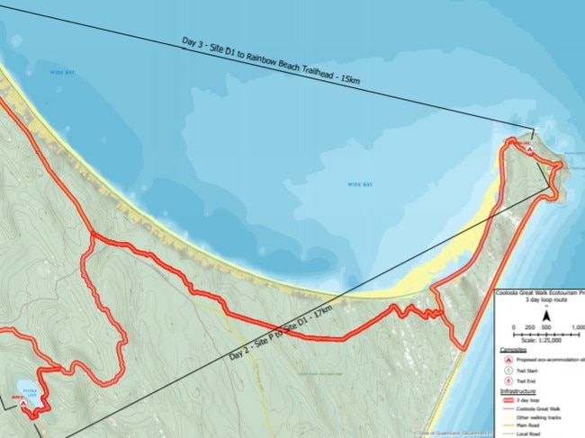 Proposed ecotourism camping sites along Cooloola Great Walk, near Rainbow Beach and Double Island Point