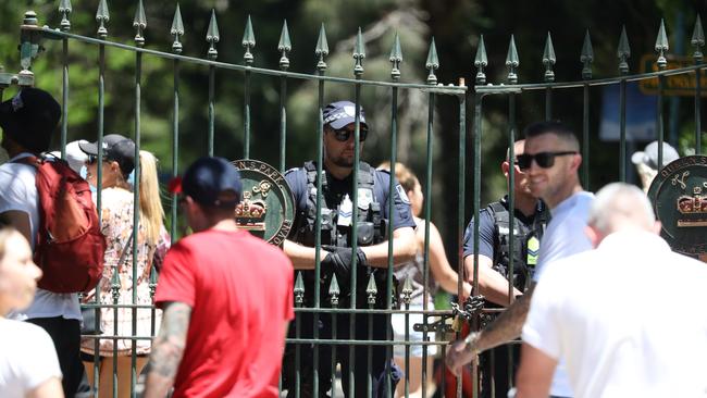 The Freedom Rally in the Brisbane CBD on Saturday. Picture: Annette Dew