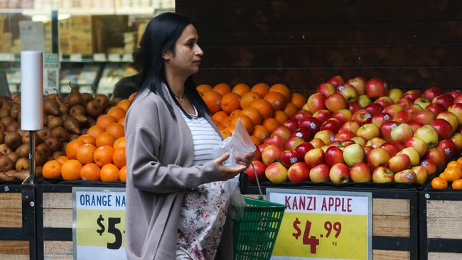 Fresh produce at a fruit and vegetable shop in Cammeray in Sydney, as cost of living is on the rise. Picture: Gaye Gerard