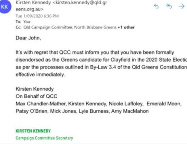 Email from Kirsten Kennedy to John Meyer