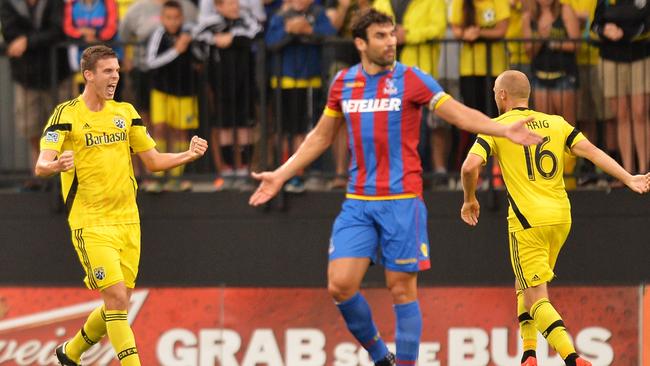 Crystal Palace skipper Mile Jedinak reacts to a Columbus Crew goal.