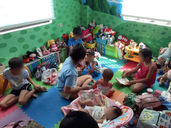 Some of the 13 children in a shelter after they were rescued from a sex den in the Philippines city of Zamboanga on May 21, where police allege they were held for the purposes of being sexually abused. Picture: Supplied