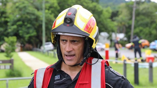 Station Officer at Cairns Fire Station Dan Stowers said the blaze was under control in roughy 15-20 minutes but his team now had the laborious task of finding and eliminating any remaining hotspots throughout the structure. Photo Tim Little.