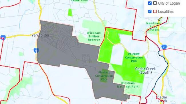 Yarrabilba consists of The Avenues, Oak Leaf, The Retreat, Sandstone Ridge, Sunrise Crossing, Vista, and Wickham Rise. The Darlington Parklands are located between the Oak Leaf and Vista neighbourhoods.