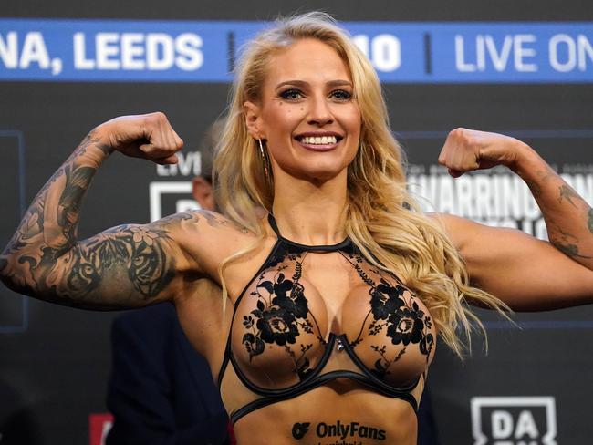 Ebanie Bridges at the weigh-in ahead of their IBF World Bantamweight Title fight against Shannon O'Connell during the weigh in at Aspire, Leeds. Picture date: Friday December 9, 2022. (Photo by Tim Goode/PA Images via Getty Images)