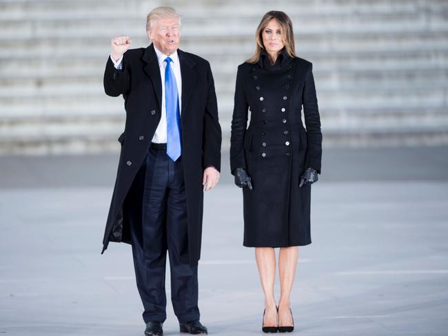 US President-elect Donald Trump and his wife Melania arrive to attend an inauguration concert at the Lincoln Memorial in Washington, DC. Picture: AFP