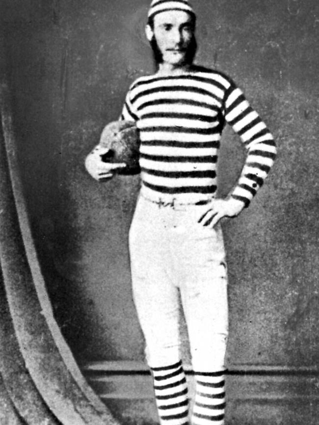 A pioneer player from 1858 showing uniform of the day.