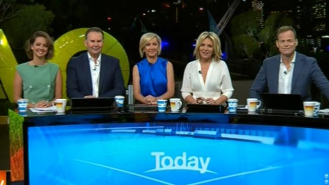 The Today team, featuring Brooke Boney, Tony Jones, Deb Knight, Georgie Gardner and Tom Steinfort.