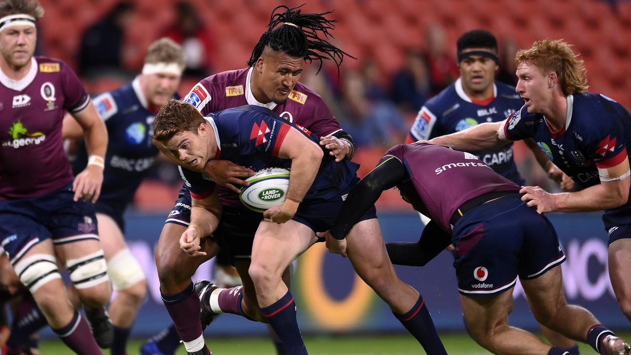 The Reds’ defence was too strong for Andrew Kellaway and the rest of the Rebels. Picture: Albert Perez/Getty Images