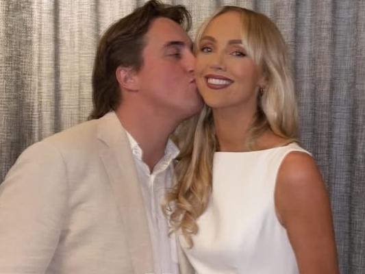 Henry Brayshaw and Annie Knight at the their engagement in Melbourne on May 2, 2025.Picture: Instagram