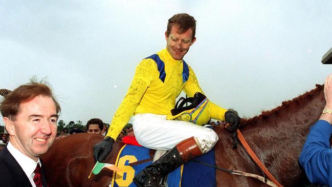 Dermot Weld in 1993 with Melbourne Cup history-maker Vintage Crop.