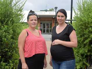 SHUTTING UP SHOP: Expectant Chinchilla mothers, Sami Holland and Sam Currie outside the Chinchilla Hospital. Picture: Kate McCormack