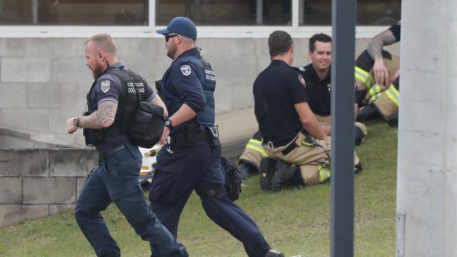 Emergency services personnel on the scene at Arthur Gorrie. Picture: Annette Dew