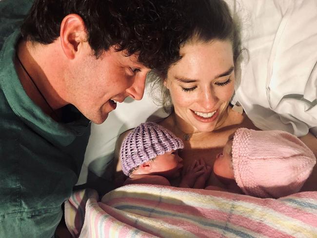 Lachlan Gillespie with Dana Stephenson and their daughters.