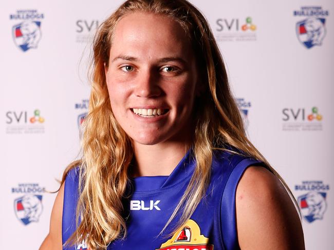 Pepa Randall poses for a photo during the 2015 AFL Womens Draft at Etihad Stadium, Melbourne on April 20, 2015. (Photo: Darrian Traynor/AFL Media)