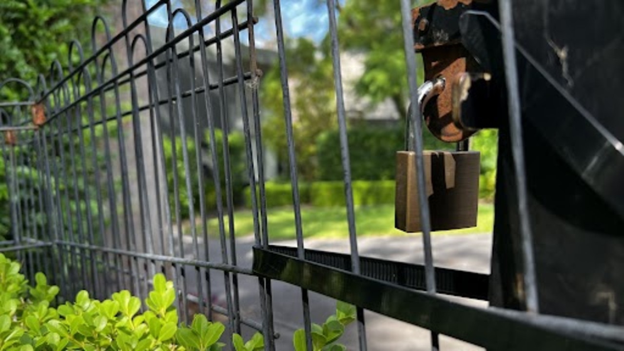 The padlock blocking access to the waterfront home in Grays Point. Picture: news.com.au