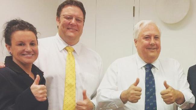 Jacqui Lambie, Glenn Lazarus and Clive Palmer in happier times. Picture: Supplied