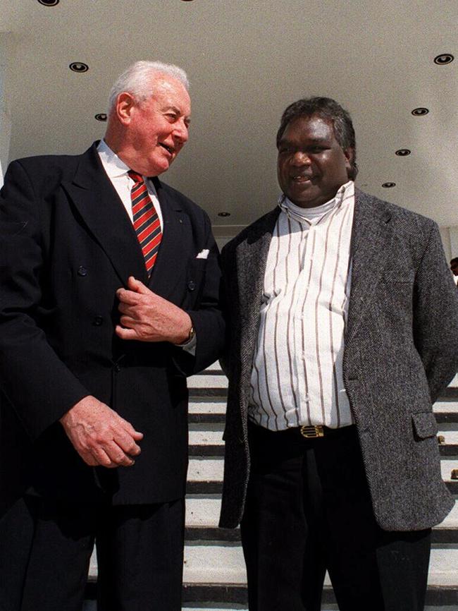 Gough Whitlam with Yunupingu.