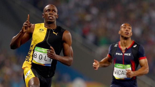 Usain Bolt of Jamaica wins the men’s 100m final at the Olympic Stadium in Rio.