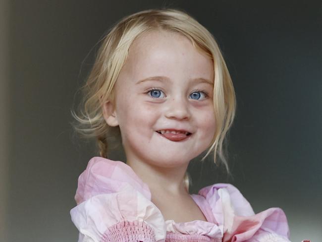 Two year old Izzy McGarry who waited two years to have surgery to fix her palate and have grommets inserted and now faces a long journey ahead with a severe speech sound delay due to her palate not being repaired on schedule. Picture Lachie Millard