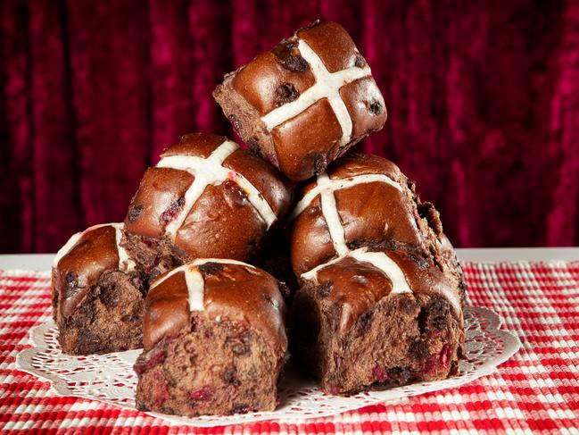 Easter Hot Cross Buns reveal surprise.  Coles Bakery Product Developer Thea Comino And right Penny Grant. Picture Rebecca Michael.