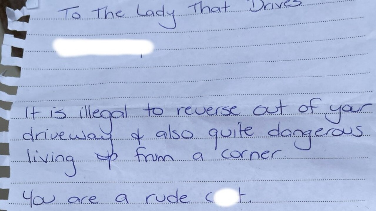 The note that Coolum Beach resident Raina Oâ&#128;&#153;Brien received.