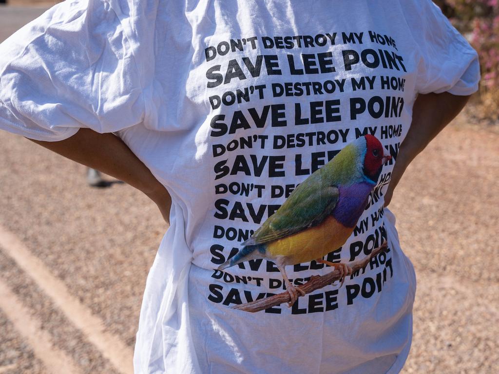 Protesters are picketing the Lee Point Defence Housing Australia Development as bulldozers move in on Stage 2 of the project. Picture: Pema Tamang Pakhrin