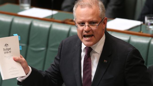 Treasurer Scott Morrison in Question Time in the House of Representatives Chamber Parliament House, Canberra. Picture Kym Smith