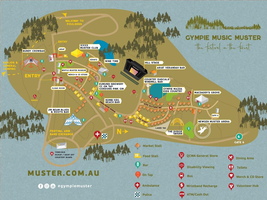 Site map for the 2022 Gympie Music Muster.