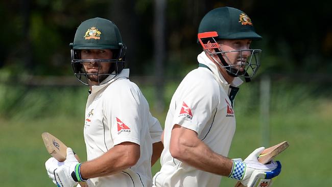 Shaun Marsh (R) could come into the Test side, with Joe Burns (L) one player under pressure. Picture: AFP