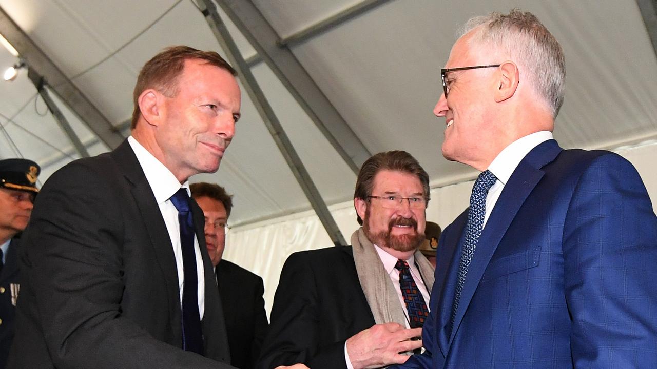 Another face-off? Tony Abbott and Malcolm Turnbull at loggerheads over energy policy — again. Picture: Lukas Coch/AAP