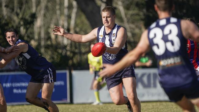 Edithvale-Aspendale forward Mick Meehan has a snap. Picture: Valeriu Campan