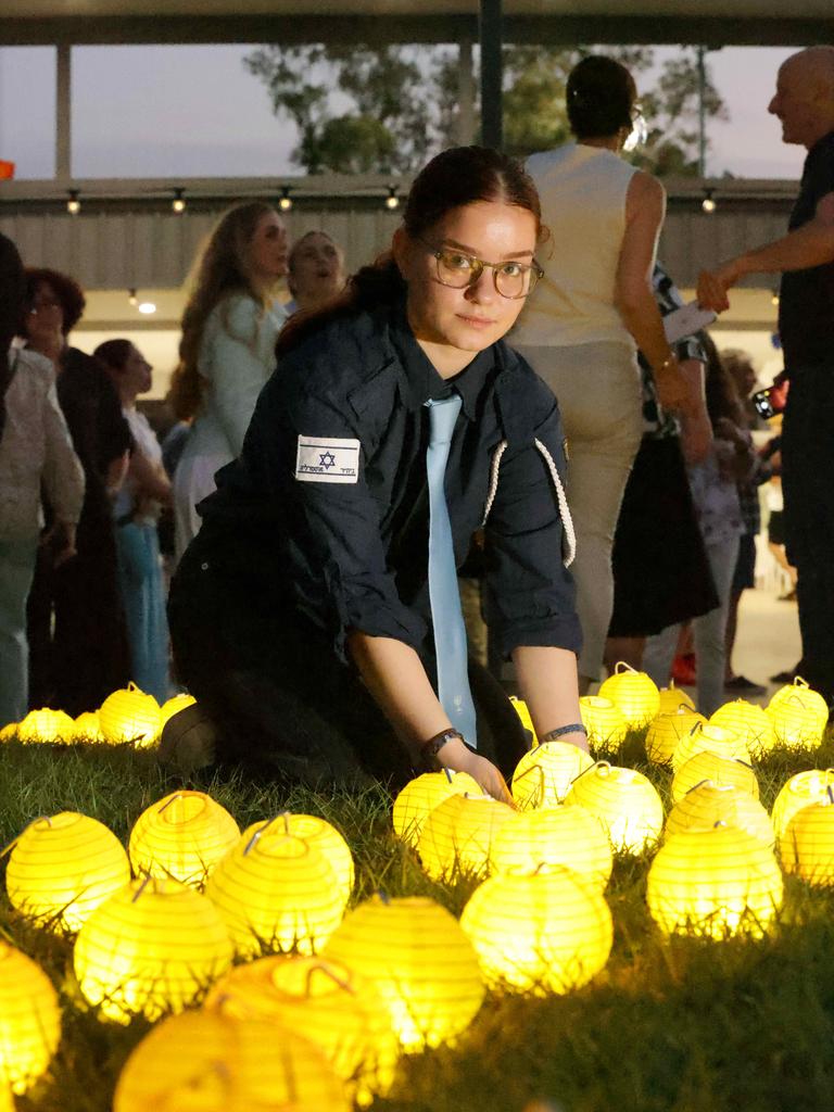 Rachel Feldman, 18, at the Jewish Community Commemoration Ceremony in Burbank, Brisbane. Picture: Steve Pohlner