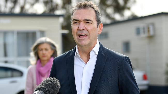 Premier Steven Marshall says he hopes the Crows and Port can come to an agreement with the State Government on modified quarantine procedures if they fly out and in of the state for AFL games. Picture: Mark Brake