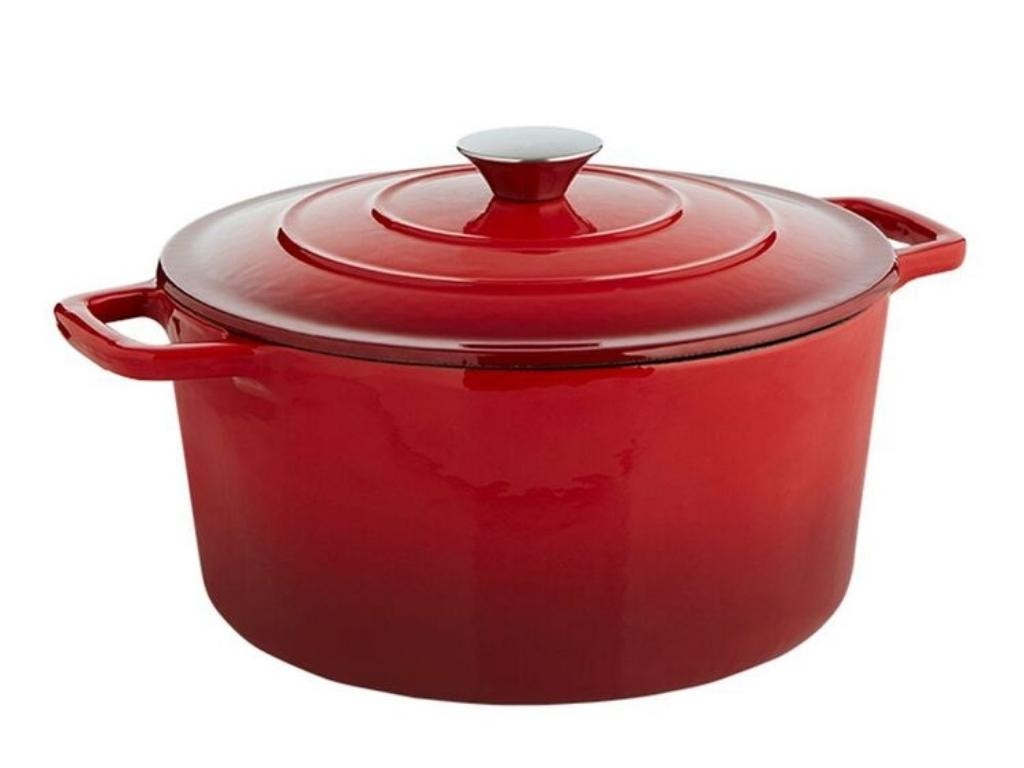 Smith &amp; Nobel Traditions Cast Iron Casserole 5L Red. Picture: Harris Scarfe.