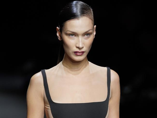 Bella Hadid walks the runway during the Rochas show during Paris Fashion Week before the lockdown happened. Picture: Francois Durand/Getty Images