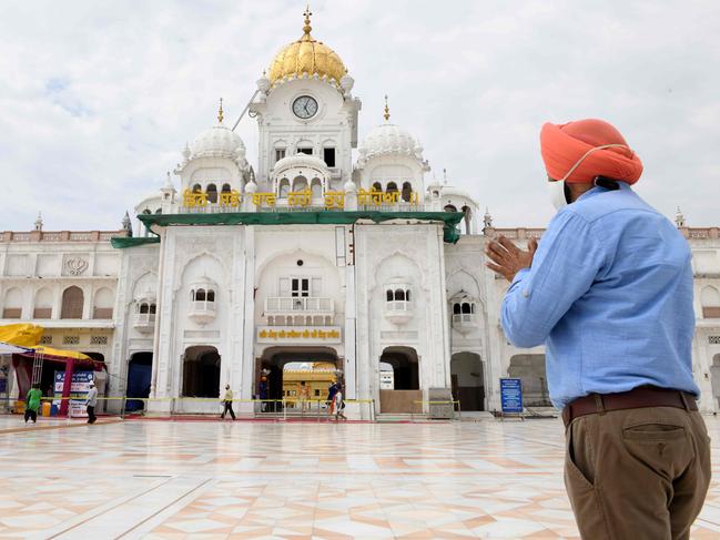A Sikh devotee pays his respects at the Golden Temple in Amritsar. Picture: AFP