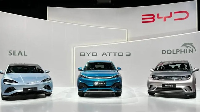 BYD Seal, Atto3 and Dolphin electric vehicles by BYD launch. Picture: Supplied