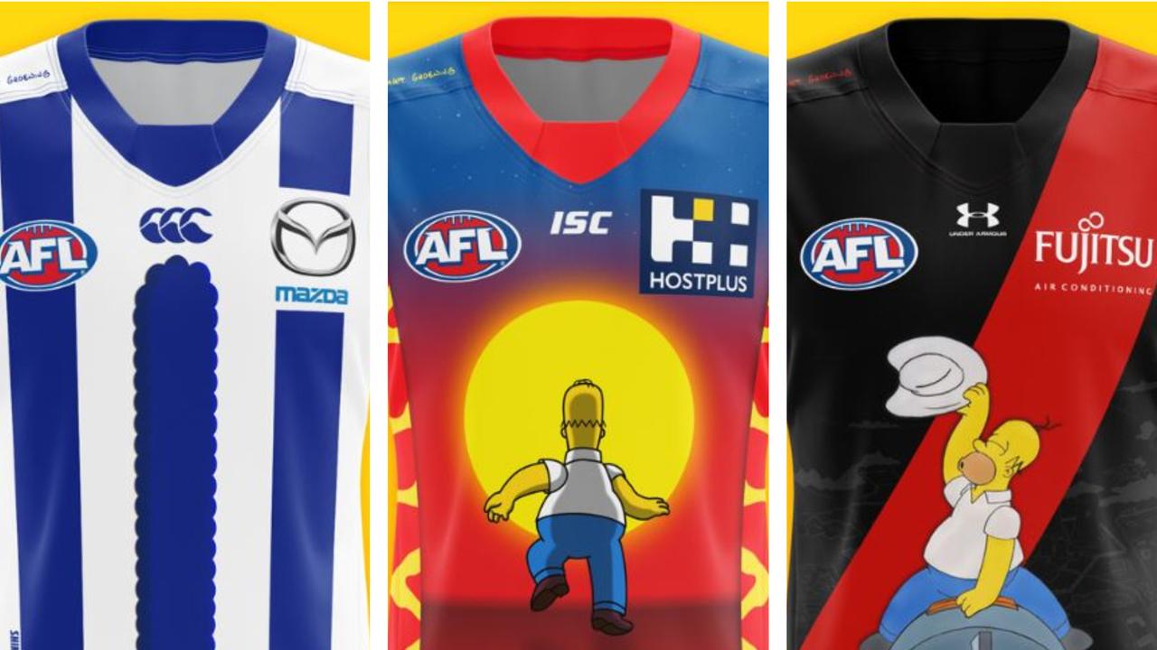 AFL-Simpsons crossover guernseys created by Reddit user Nw_thr_r_two_of_thm.