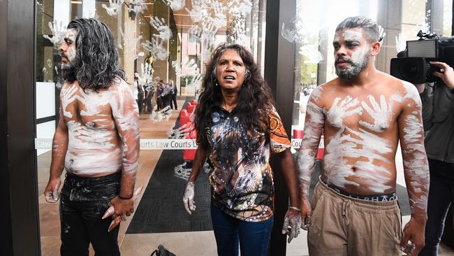 Bowraville community members outside court in Sydney. Picture: Peter Rae