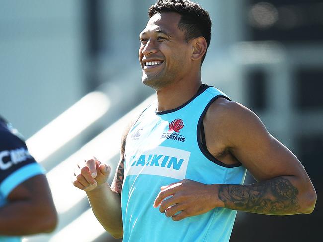 Israel Folau during the Waratahs warm up of their training session at Daceyville. Picture. Phil Hillyard