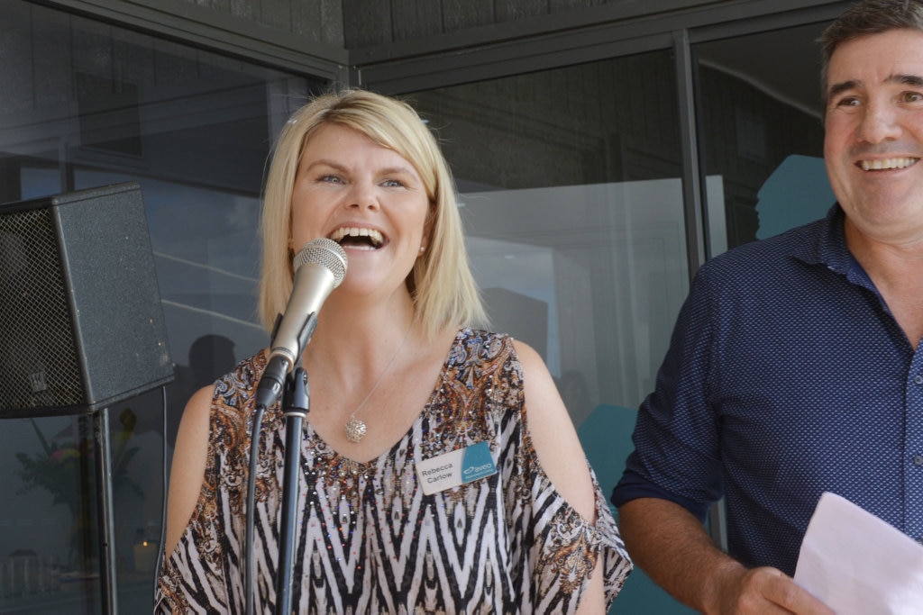 Rebecca Carlow and Jason Eldering at the Aveo open Day in Springfield. Picture: Inga Williams