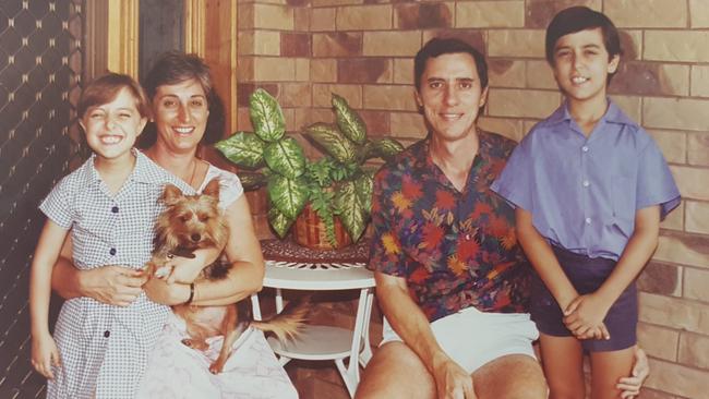 Pharmacist Mario Calanna with wife Linda and children Catherine and Matthew in 1992 - when short shorts and knee-high socks were considered the epitome of male fashion in Cairns. Picture: Supplied