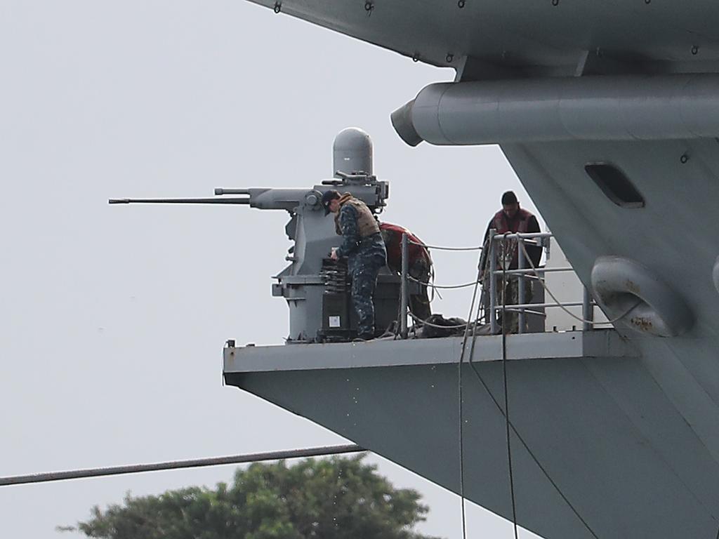 The USS Ronald Reagan arrives in Brisbane. Pic Peter Wallis