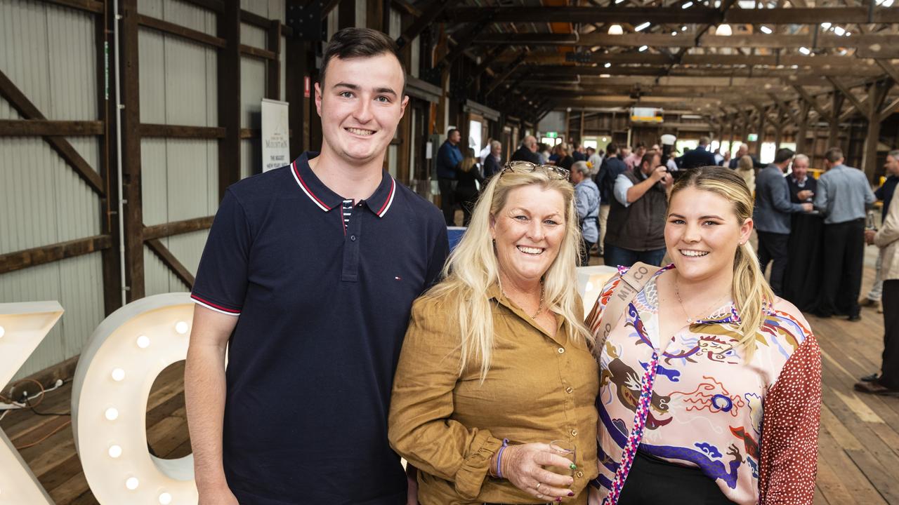 Patrick Martin with Leigh and Maddy (right) Sears at the slot holder draw luncheon for Mort and Co King of the Mountain at The Goods Shed, Friday, October 7, 2022. Picture: Kevin Farmer
