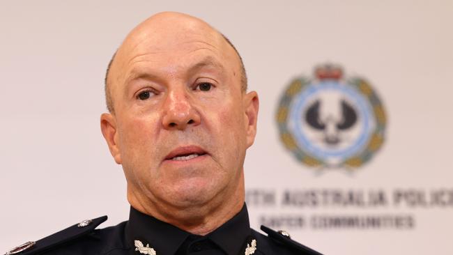 Assistant Commissioner Scott Duval speaks during a press conference at Adelaide Police Headquarters. The press conference released details about operation Meld. Picture: NCA NewsWire / David Mariuz