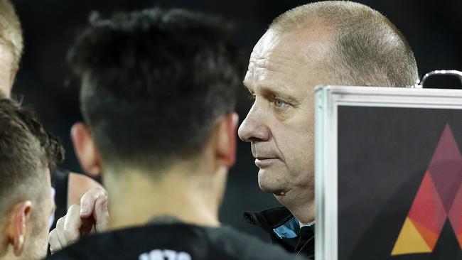 Port Adelaide coach Ken Hinkley during three quarter time. Picture: SARAH REED