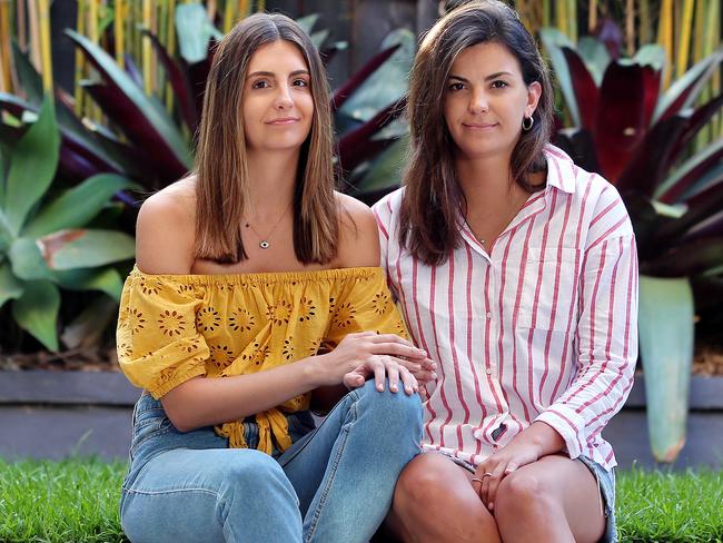 Sisters Madeleine and Stephanie Brooks whose father passed away unexpectedly last year from a heart attack. Picture: Sam Ruttyn