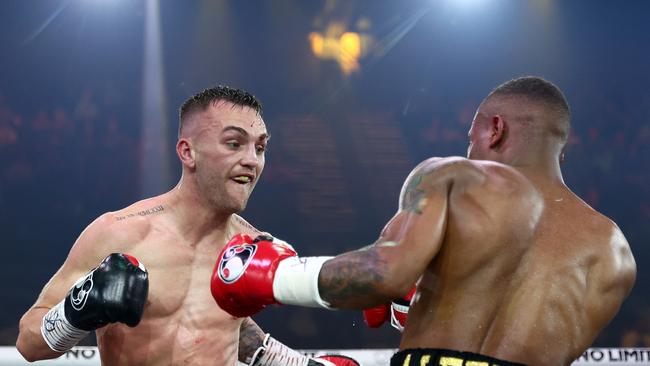 Sam Goodman punches Ra’eese Aleem during the IBF Super-Bantamweight world title eliminator bout. (Photo by Chris Hyde/Getty Images)